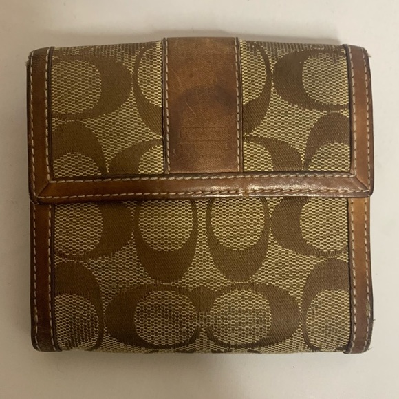 Coach Handbags - Coach Carly Canvas & Leather Cloth Wallet Brown